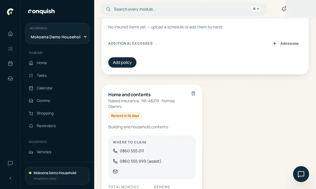 Insurance: Keep the claim details close shown in the Conquish app