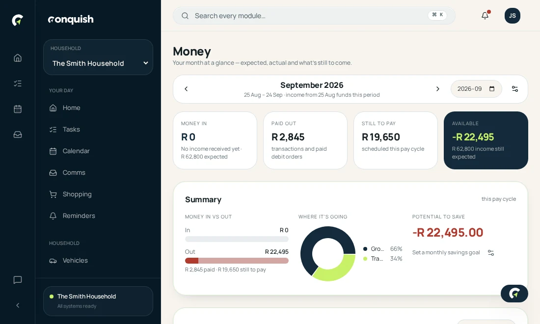 Money: Import a statement shown in the Conquish app