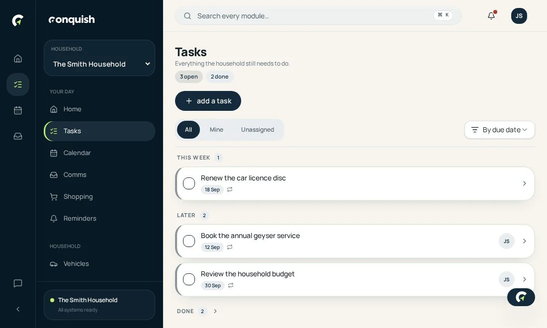 Tasks: Add it in a sentence shown in the Conquish app